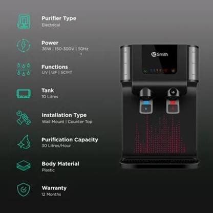 AO Smith Intelli-UV-Pro 10 L UV + UF Water Purifier  (Black) - Image 2
