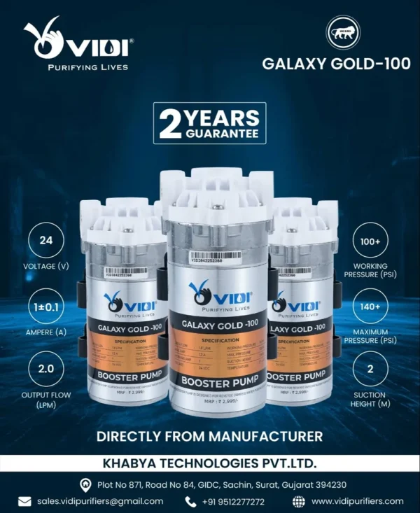 PVC VIDI Galaxy Gold 100 GPD RO Booster Pump, Automatic, 24 Dc - Image 2